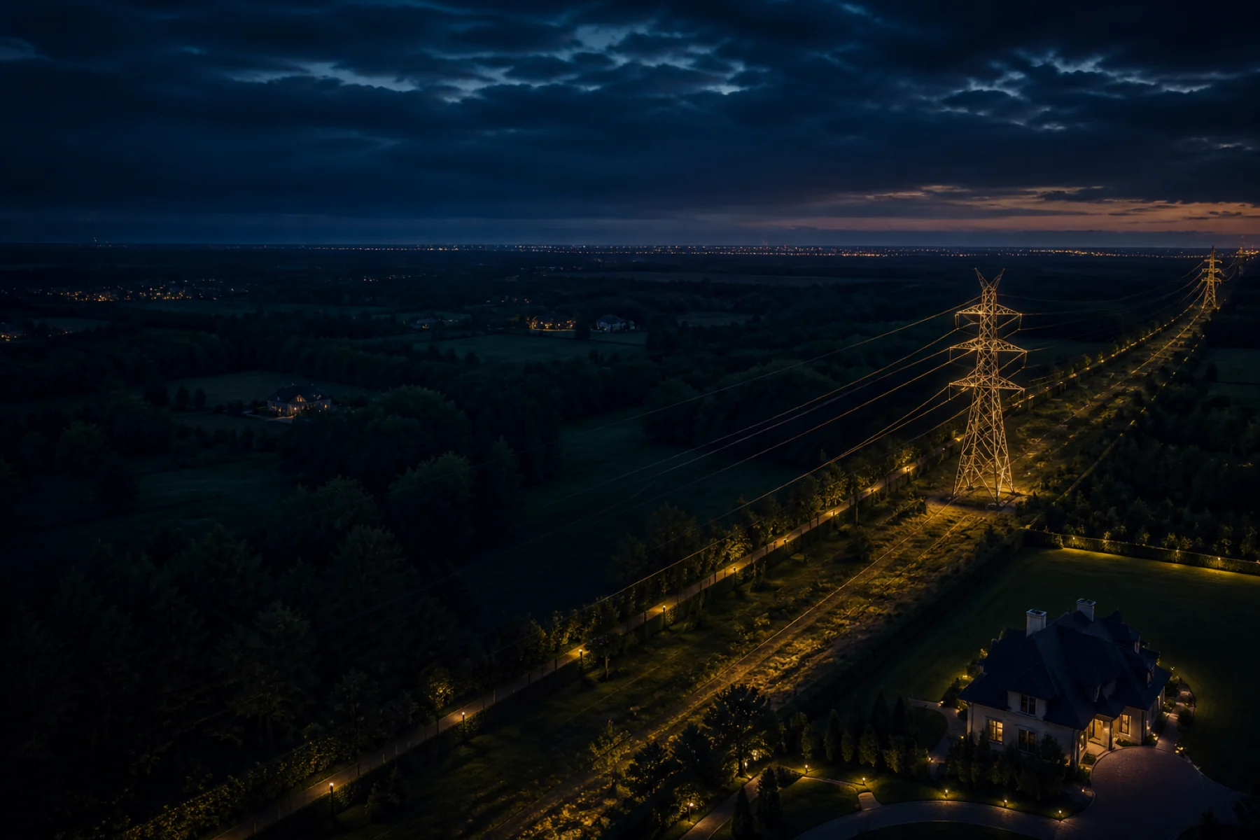 Linia energetyczna przebiegająca przez prywatną nieruchomość